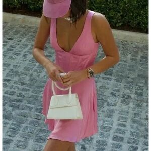 Anika Corset Satin Dress in Petal Pink XS